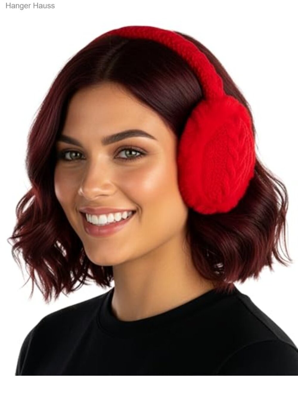 Cable Knit & Sequin Winter Earmuffs Faux Fur Sherpa Adjustable